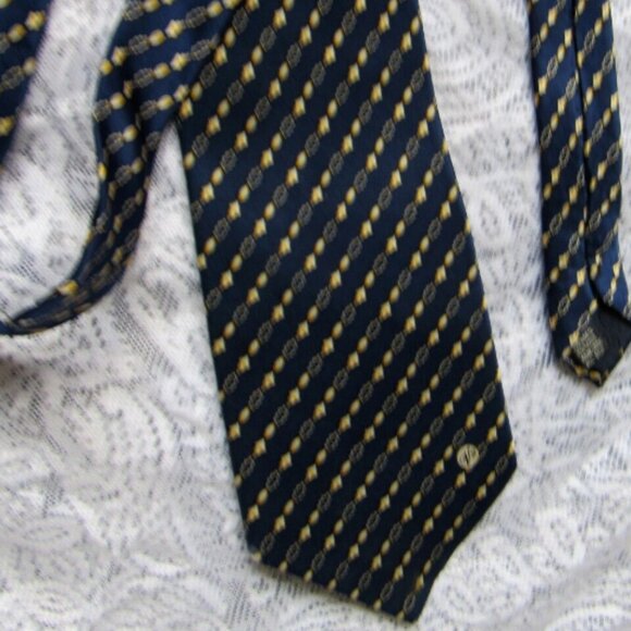 Versace Men Tie, 100% Silk, Navy/Yellow - Picture 2 of 6